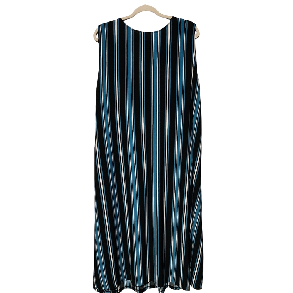 CATHERINES Dress Plus 3X Black Blue Stripe Sleeveless Beads Bling Resort Cruise - Picture 6 of 8